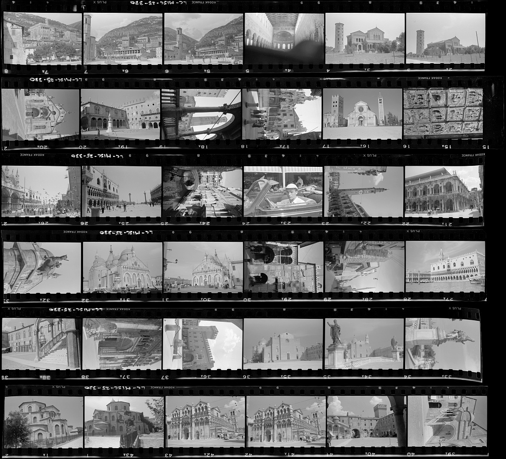 Contact sheet of architectural views from Venice and northern Italian towns