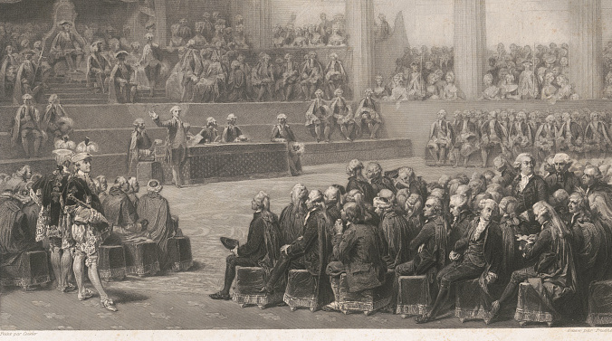 Retrospective print of deputies and spectators at the opening of the Estates-General in Versailles