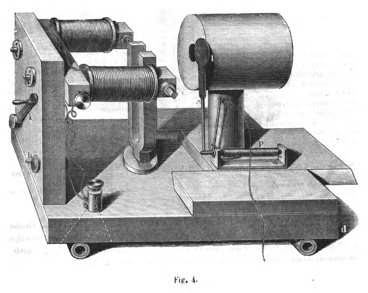 Historical Koenig tuning fork and resonator mounted on a laboratory base.