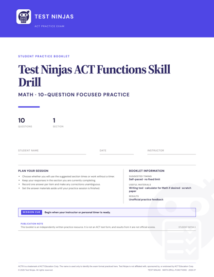 Cover page of the Functions PDF