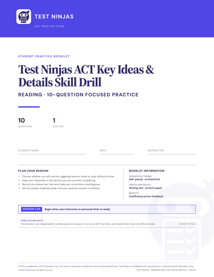 Cover page of the Key Ideas & Details PDF