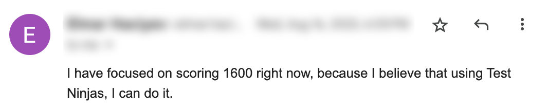 Student testimonial screenshot