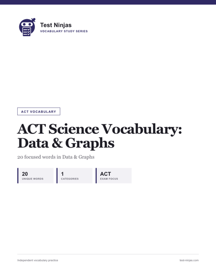 Cover page of the ACT Science Data and Graphs vocabulary guide PDF
