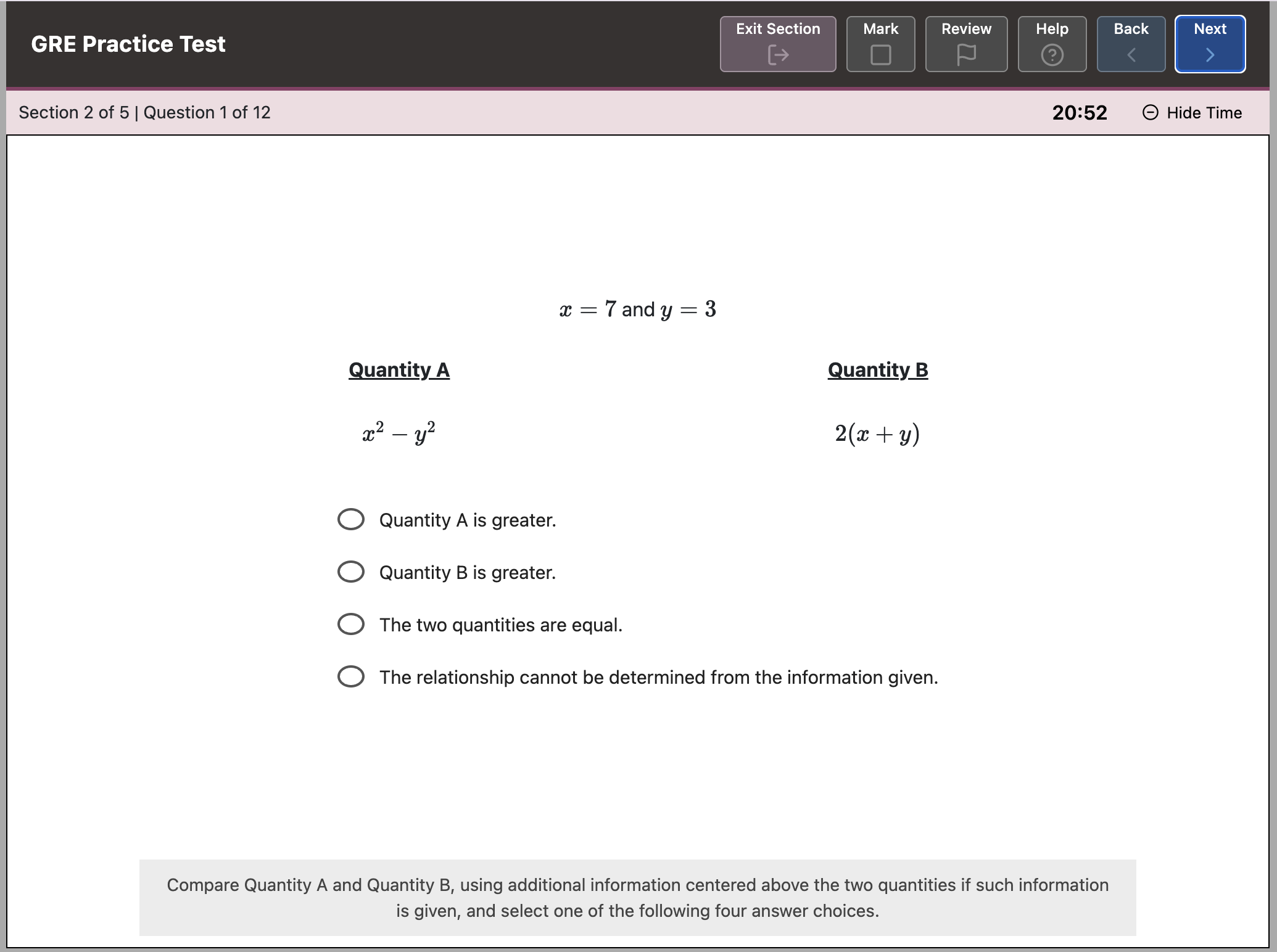 Test Ninjas adaptive practice — exact ETS interface